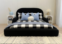 Front view of kids bed dressed in Ovis Onyx