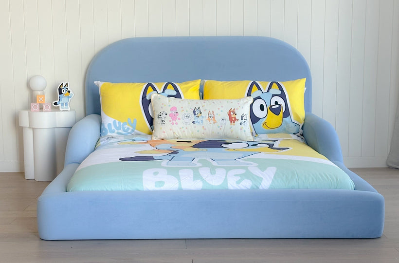 Bluey Themed Tulum Kids Bed n Plush Fabric 