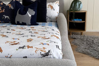 Grey boucle kids bed with guard rails