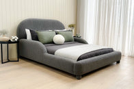 Side view of Tulum Kids Bed wshowing screw on legs dressed in Ovis Steel