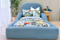 Single Size Blue Kids Bed with Guard Rails 