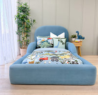 Single Size Blue Kids Bed with Guard Rails 